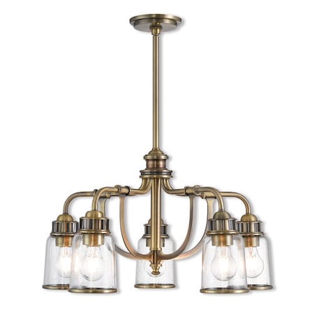 Livex Lighting Lawrenceville 5 Light Antique Brass Dinette Chandelier 40025-01
